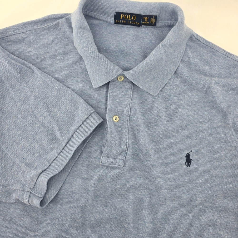 Polo Ralph Lauren Men 2XB Blue Heather Short Sleeve Polo Golf Shirt l